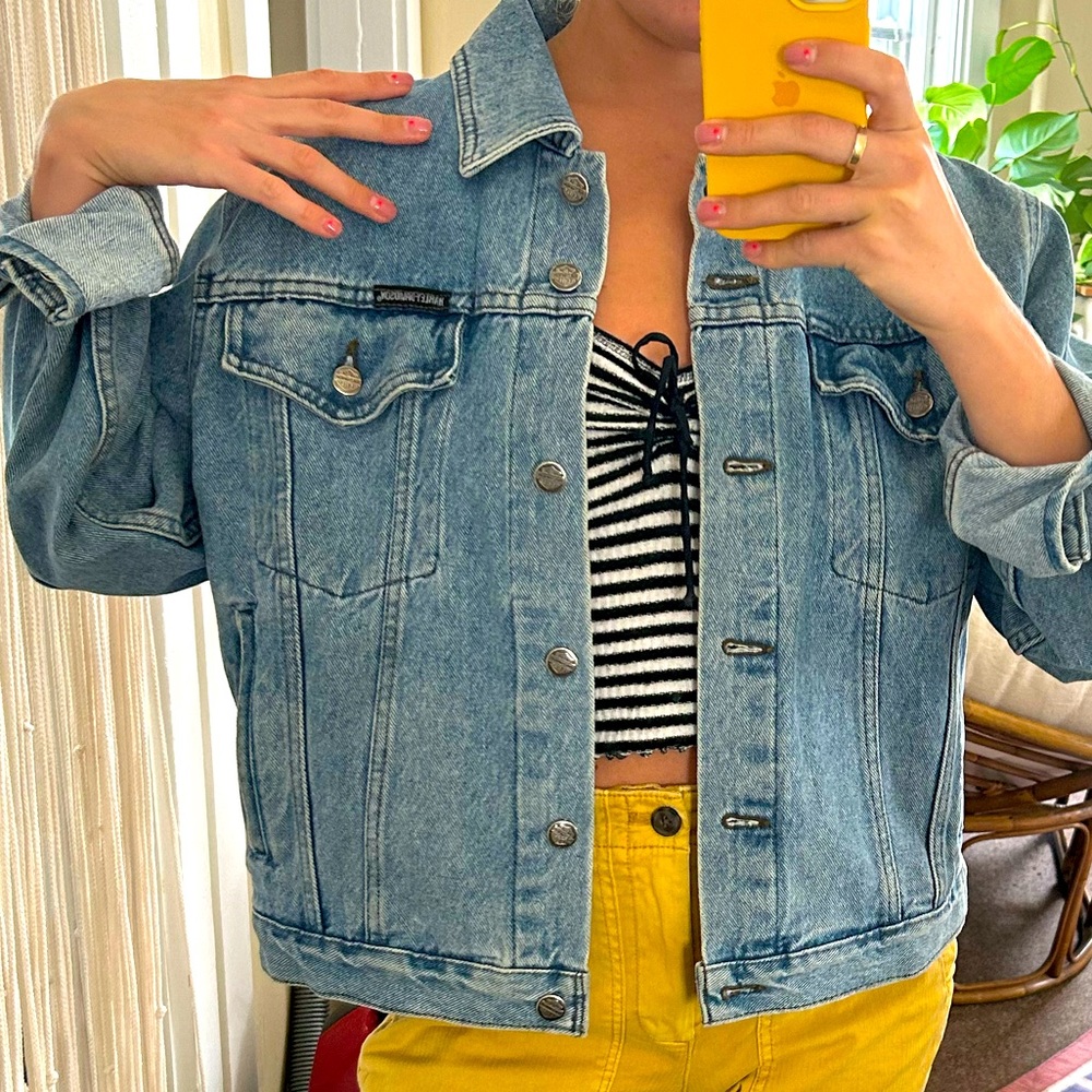 Vintage jean jacket with added embroidery